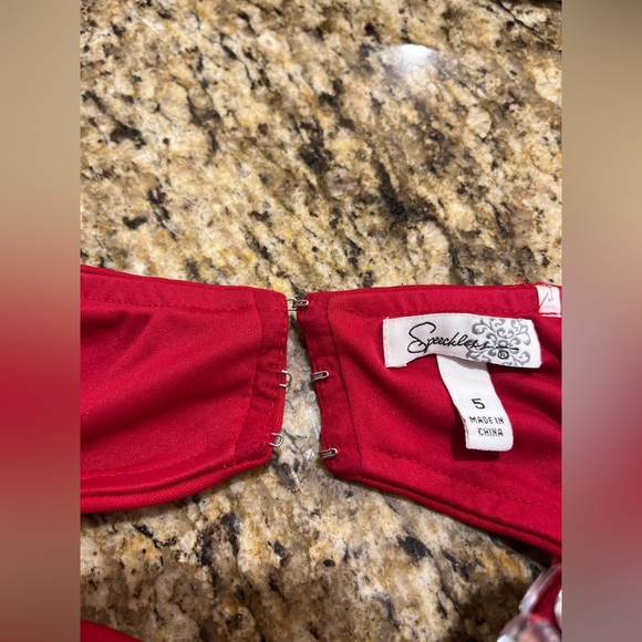 Strapless Red Rhinestone Dress - Picture 10 of 11